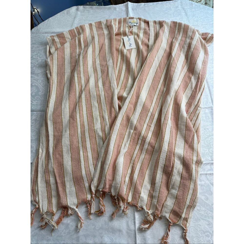 NWT Rays For Days CocoCabana Striped Kimono Open Front One Size 100% Cotton